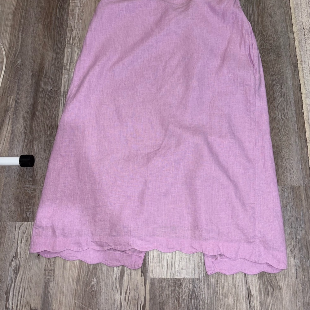 Pink Linen Midi Skirt